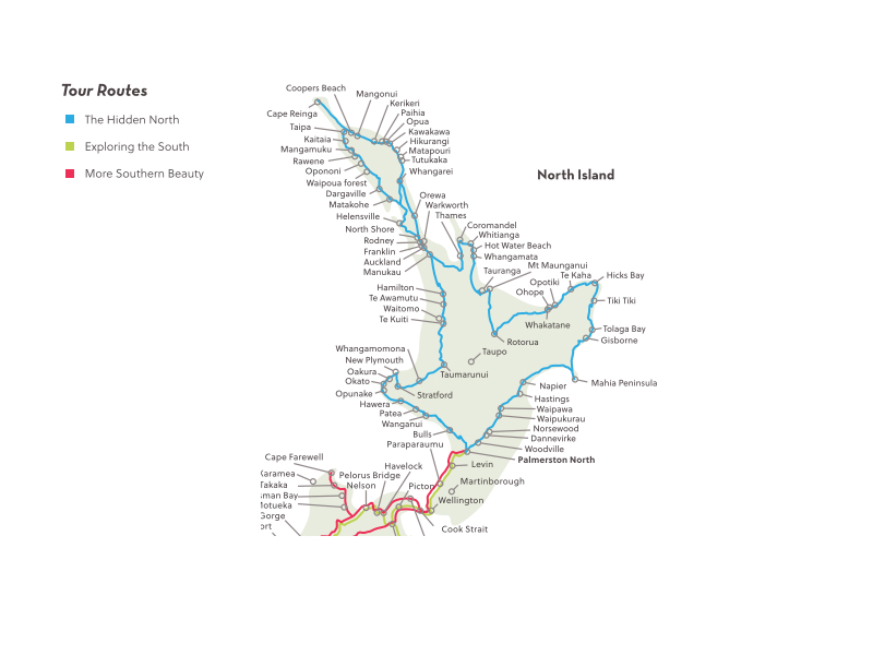North Island Tour Map